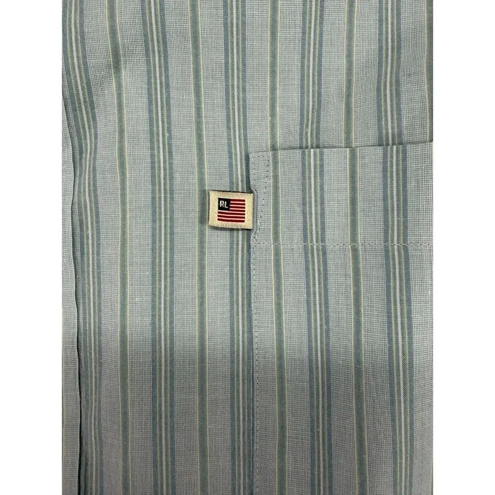 Vintage Ralph Lauren Polo Jeans‎ Men Dress Shirt Striped Green Size XL
